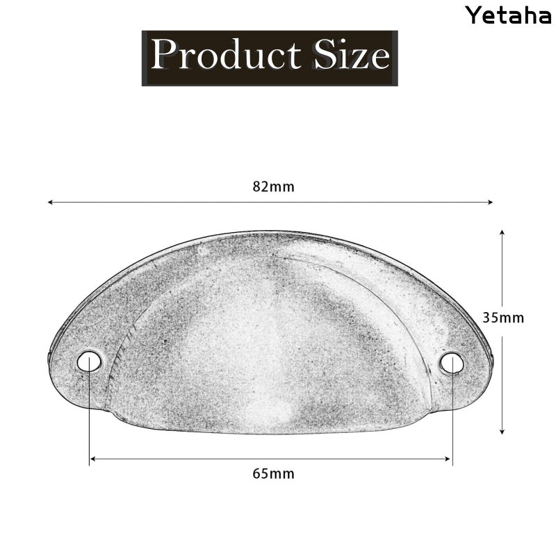 Yetaha 10PCS Antique Cabinet Cup Handles, Brass Drawer Pulls, Vintage Shell Shape Knobs for Dresser Cupboard Kitchen Furniture Decoration, with Screws (Antique Bronze) - Image 2